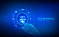 Labor law, Lawyer, Attorney at law, Legal advice concept on virtual screen. Internet law and cyberlaw as digital legal services or Royalty Free Stock Photo