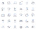 Labor output line icons collection. Efficiency, Productivity, Output, Performance, Workload, Capacity, Stakeholder