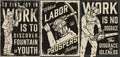 Labor and prospers monochrome posters set