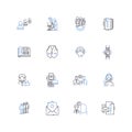 Labor relations line icons collection. Union, Collective bargaining, Grievance, Arbitration, Strike, Lockout, Contract