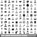 100 labor resources icons set, simple style Royalty Free Stock Photo