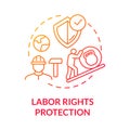 Labor rights protection red gradient concept icon