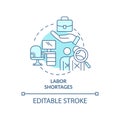 Labor shortages turquoise concept icon