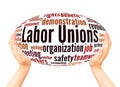 Labor unions word cloud hand sphere concept