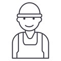 Labor,worker,builder vector line icon, sign, illustration on background, editable strokes