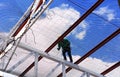 Labor working in construction site for roof prepare Royalty Free Stock Photo