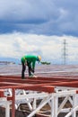 Labor working in construction site for roof prepare Royalty Free Stock Photo