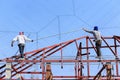 Labor working in construction site for roof prepare Royalty Free Stock Photo