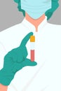 Flat illustration with laboratory assistant holding test tube in hand Royalty Free Stock Photo