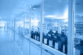 A view to a chemical laboratory through glass windows