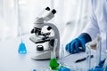 Laboratory assistants are investigating chemical reactions, medical scientists, chemical researchers, chemical experiments and