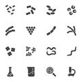 Laboratory bacteria cells vector icons set