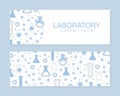 Laboratory Banner Template, Pharmacy, Chemistry, Science, Medicine Poster, Flyer Design with Lab Equipment Seamless Royalty Free Stock Photo