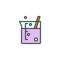 Laboratory beaker filled outline icon