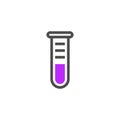 Laboratory beaker icon test tube. Chemistry experimental logo lab bubble vector icon