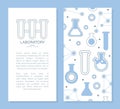 Laboratory Card Template with Space for Text, Banner, Poster, Flyer, Design with Lab Equipment Seamless Pattern Vector Royalty Free Stock Photo