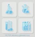 Laboratory chemical bottles glassware. Vector icons