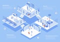 Laboratory concept 3d isometric web scene with infographic. Royalty Free Stock Photo