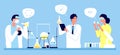 Laboratory concept. Scientists pharmaceutical tests vector illustration. Medicine, pharmacy, medical research