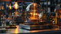 Laboratory with Electrical Elements and Gas Lamps in Intricately Mapped Worlds