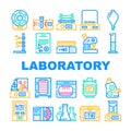 Laboratory Equipment For Analysis Icons Set Vector