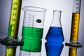 Laboratory equipment beakers test tubes Royalty Free Stock Photo