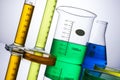 Laboratory equipment beakers test tubes Royalty Free Stock Photo