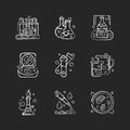 Laboratory equipment chalk white icons set on black background Royalty Free Stock Photo