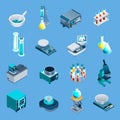 Laboratory Equipment Isometric Icons Royalty Free Stock Photo