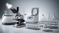 Laboratory Equipment Microscope, Centrifuge, Flasks, Test Tubes Royalty Free Stock Photo