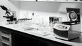 Laboratory Equipment Microscope, Centrifuge, Flasks, Test Tubes Royalty Free Stock Photo