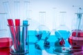 Laboratory equipment and science experiments ,Laboratory glassware containing chemical liquid, science research,science Royalty Free Stock Photo