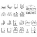 Laboratory equipment set of linear icons, instruments for biological, chemical or biochemical lab