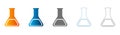 Laboratory Erlenmeyer Flask Icon Set in Flat Design Vector Illustration Royalty Free Stock Photo