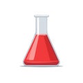 Laboratory Erlenmeyer flask with red liquid for experiments or research chemical test Royalty Free Stock Photo