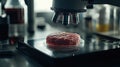 Microscope Examining Fresh Meat Samples.Generative AI Royalty Free Stock Photo