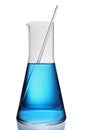 Laboratory flask with a blue liquid Royalty Free Stock Photo