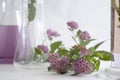 Laboratory flask with flowers background essential innovation alternative