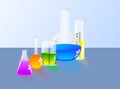 Laboratory flask and Graduated cylinder Royalty Free Stock Photo
