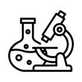 Laboratory flask and microscope icon for science research beaker liquid Royalty Free Stock Photo