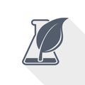 Laboratory flask with plant vector icon, biotechnology concept flat design illustration Royalty Free Stock Photo