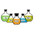 Laboratory flasks with chemicals