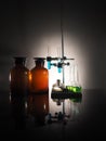 Laboratory flasks with liquid inside. science concept Royalty Free Stock Photo