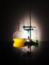 Laboratory flasks with liquid inside. science concept Royalty Free Stock Photo