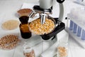 Laboratory for food analysis cereals test no one close up