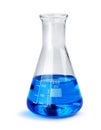 Laboratory glass beaker with blue liquid sample Royalty Free Stock Photo