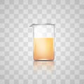 Laboratory glass flask or beaker 3d. Realistic chemical lab glassware equipment. Flask with liquid Royalty Free Stock Photo