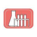 Laboratory glass flasks and test tubes icon. Chemical and biological experiments. Royalty Free Stock Photo