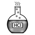 Laboratory glass with hydrochloric acid sign icon.