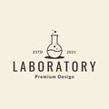 Laboratory glass line hipster logo design vector graphic symbol icon illustration creative idea Royalty Free Stock Photo